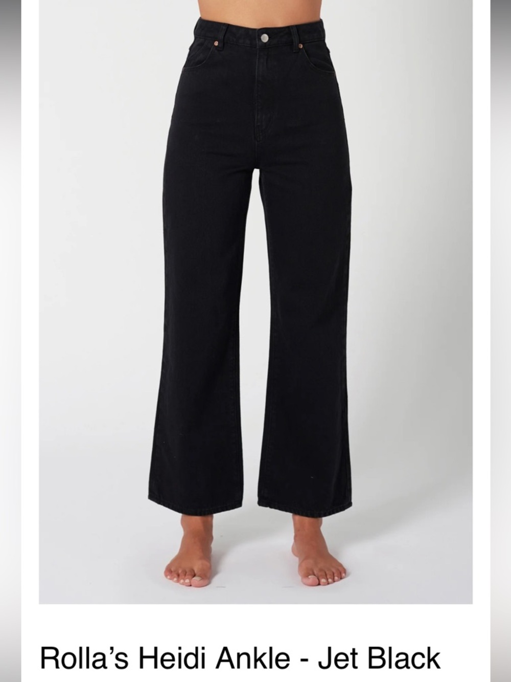 NWT Rolla's Heidi Ankle Jeans - Jet Black size 25 high rise relaxed straight